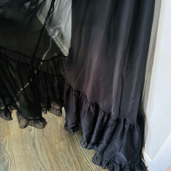 MAC DUGGAL Ieena Black Chiffon Lace Up Back Cut Out Middle Gown Dress Size 6 - Picture 10 of 16